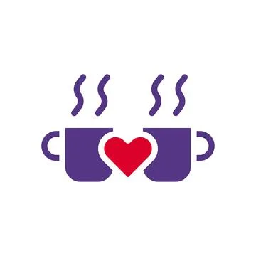Cup love icon solid duocolor red purple style valentine illustration symbol.. Stock Illustration