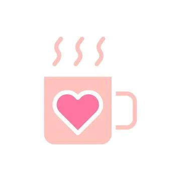 Cup love solid soft pink valentine illustration Stock Illustration