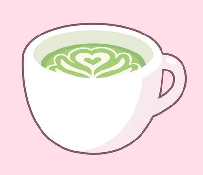 Cup of matcha latte cartoon vector illustration Stock Illustration