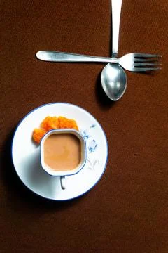 A cup of milk tea on the table Stock Photos