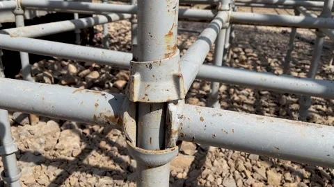 Cup mount metal scaffolding Stock Footage 242789431