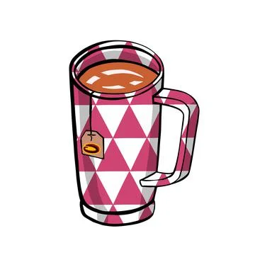 Cup, mug tea bag isolated on white background. vector Stock Illustration