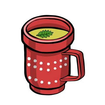 Cup, mug of tea with mint isolated on white background. vector Stock Illustration