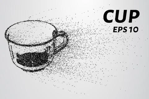 Cup of the particles. The Cup scattered on the circles and points. Stock Illustration