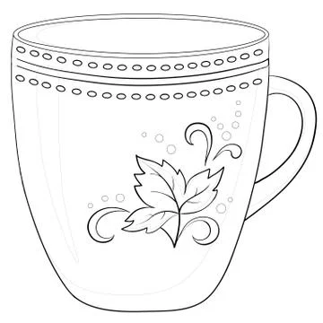 Cup with a pattern, contour Stock Illustration