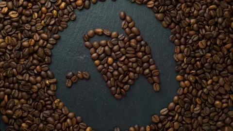 Cup pattern, made of roasted coffee beans. Stock Footage 155301057