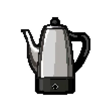 Cup percolator pot coffee pixel art vector illustration Stock Illustration