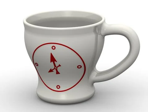 A cup with a picture of a clock Ilustração Stock