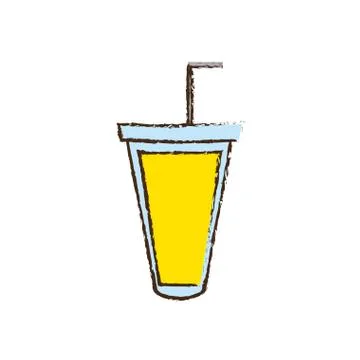 Cup plastic juice fresh straw Ilustração Stock