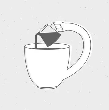 Cup pours milk into itself grey Illustrazione stock