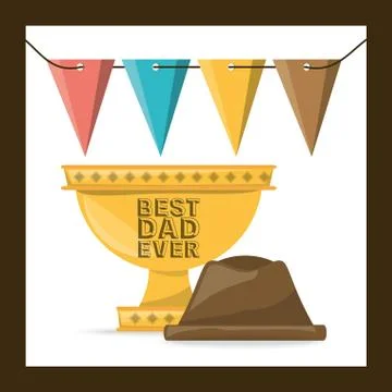 Cup prize and hat to celeration fathers day Illustrazione stock
