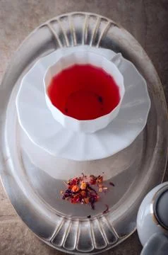 A cup of Red fruit tea Stock Photos