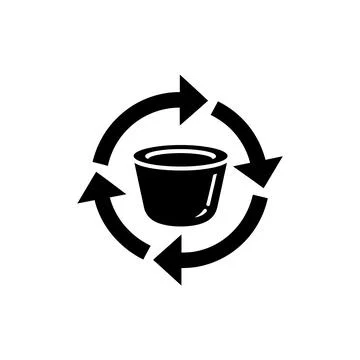 Cup Refill Circular Arrow Icon Stock Illustration