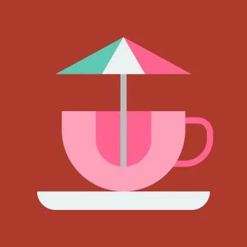 Cup rides vector icon, amusement park related flat style Ilustración de archivo