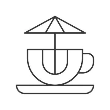 Cup rides vector icon, amusement park related line style Ilustración de archivo