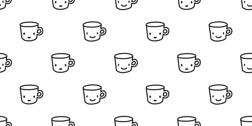 Cup Seamless Pattern coffee vector tea wallpaper isolated background Illustrazione stock