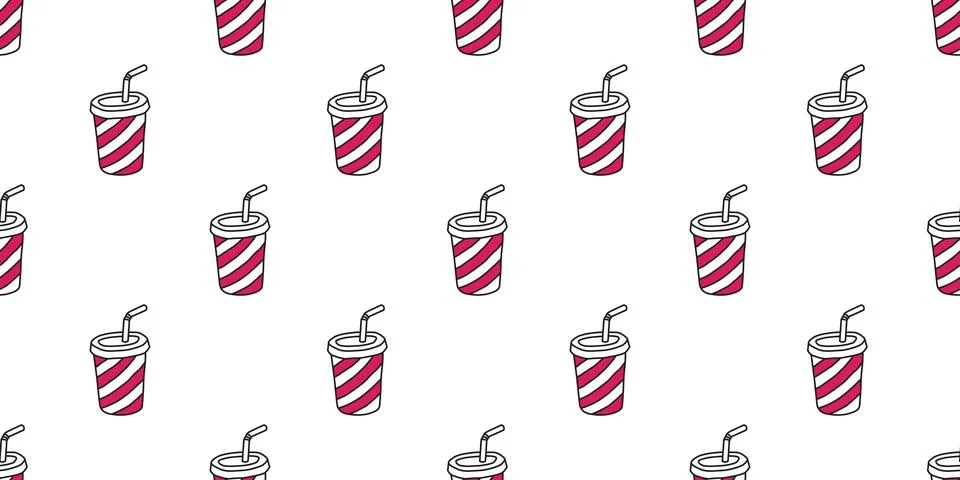 Cup Seamless Pattern vector juice cup soda coffee tea wallpaper background 스톡 일러스트