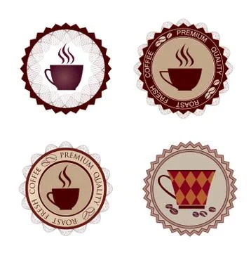 Cup set. Coffee break icon. Rero cafe sign stamp banner. Beverages Stock Illustration