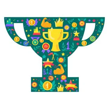 Cup Shape Banner with Sport Elements Illustrazione stock