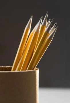 Cup of sharpened pencils 스톡 사진