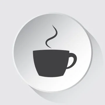 Cup with smoke - simple gray icon on white button Stock Illustration