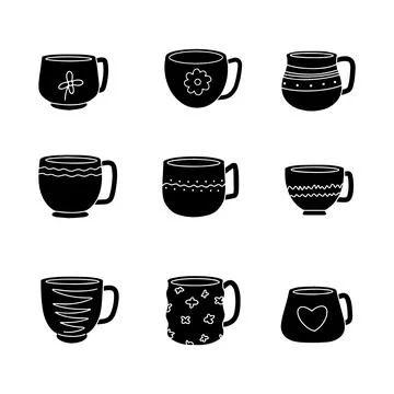 Cup solid icon collection. glyph hand drawn style. isolated illustration Stock Illustration