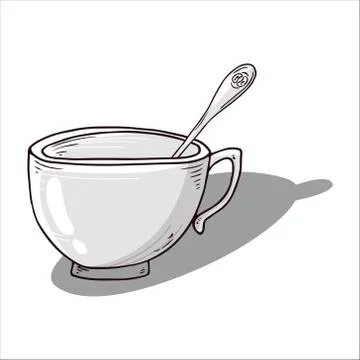 Cup with spoon icon. Vector illustration of a coffee cup with a small coffee  Stock Illustration