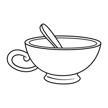 Cup with Spoon Outline Vector Illustration Stock Illustration