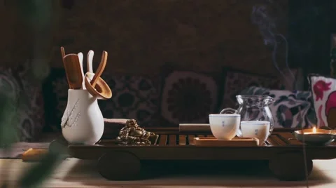 Cup standing on a tray Video stock 64334322