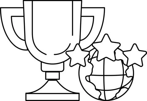 A cup with a star on it and a globe Stock Illustration