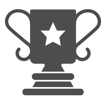 Cup with star shape solid icon. Team victory award or competition prize symbol Illustrazione stock