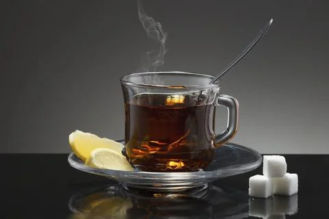 Cup of steaming hot tea. Stock Photos