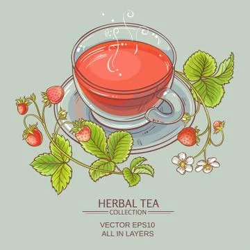 Cup of strawberry tea Stock Illustration