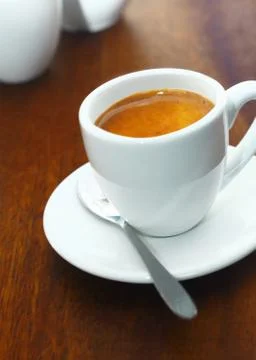 Cup of strong aromatic espresso coffee Stock Photos
