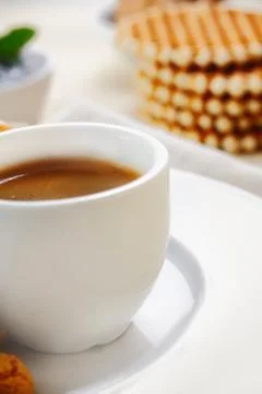 Cup of strong espresso coffee Stock Photos