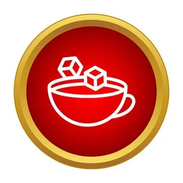 Cup with sugar cubes icon on a red background Stock Illustration