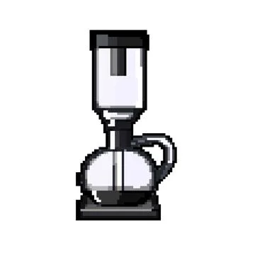 Cup syphon coffee maker pixel art vector illustration Stock Illustration