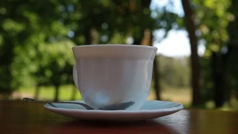 Cup on the table Stock Footage 80587664