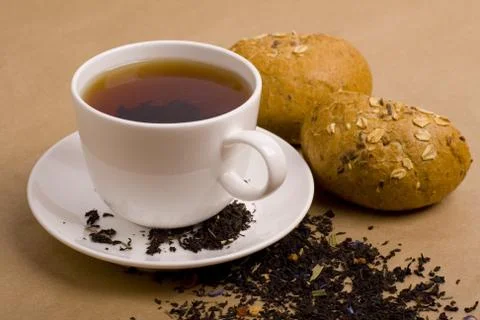 Cup of tea and bread Foto stock