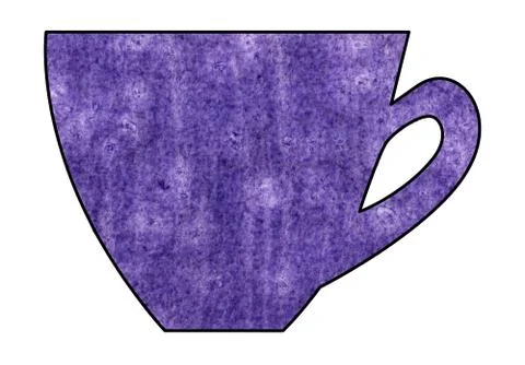 Cup of tea and coffee. Handmade. Watercolor, Mixed media. Cut paper. Stock Illustration