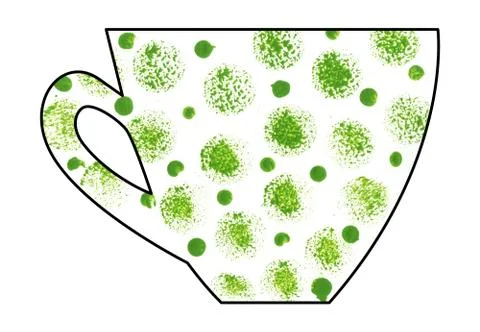 Cup of tea and coffee. Handmade. Watercolor, Mixed media. Cut paper. Stock Illustration
