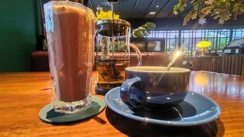 A cup of tea and milkshake choco 写真素材