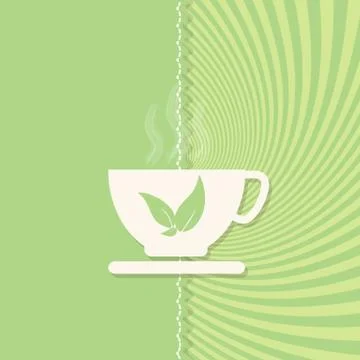 Cup of tea and Sunburst pattern background Stock-Illustration