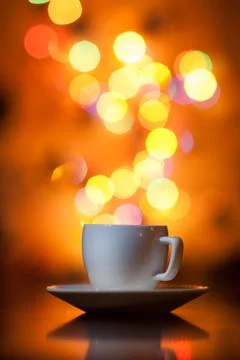 Cup of tea in the background bokeh in the form of steam Stock Photos