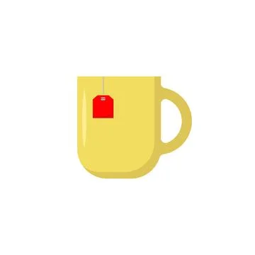 Cup with tea bag in flat style Stock Illustration
