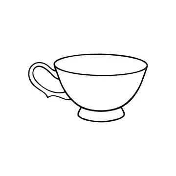 Cup with tea bag hand drawn outline doodle icon. Hot drink - tea cup vector s Stock Illustration