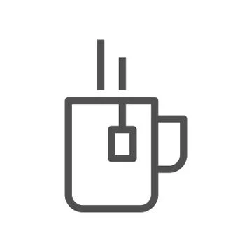 Cup of tea with bag symbol. Linear style icon. flat design element. Editable Stock Illustration