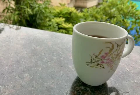 A cup of Tea with basil leaves Stock Photos