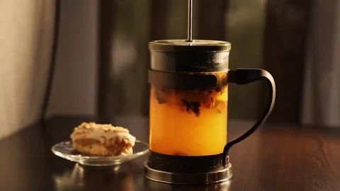 Cup of tea in a cafe drink Stock Footage 69192869