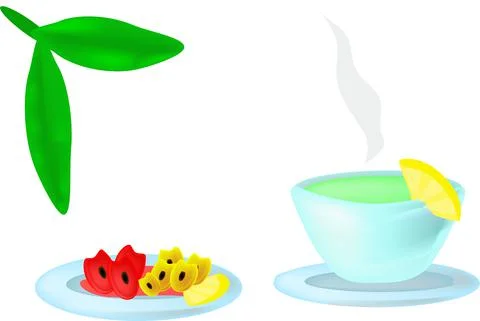 Cup of tea with cherry jam Stock Illustration